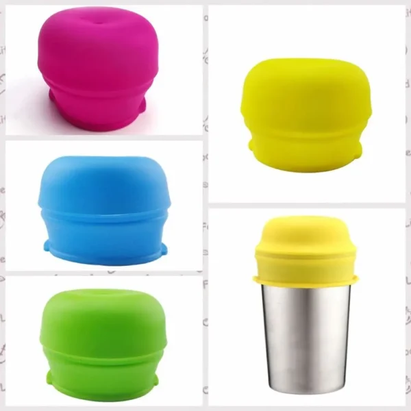 Wear-resistant With Straw Hole Silicone Sippy Cup Lid Spill-Proof Colorful Straw Cup Cover Elastic BPA Free Babies/Toddlers - Bild 5