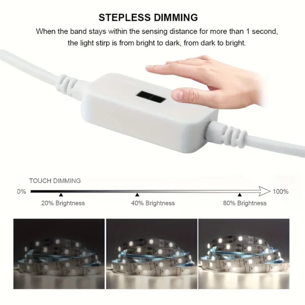 1M DC 5V Night Lights Lamp USB Gesture Sensor Dimmable 60 LEDs/m Strip Lights TV Backlight Kitchen Hand Sweep Waving Tape Diode - Bild 5
