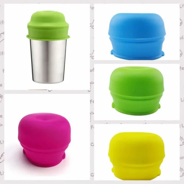 Wear-resistant With Straw Hole Silicone Sippy Cup Lid Spill-Proof Colorful Straw Cup Cover Elastic BPA Free Babies/Toddlers - Bild 3